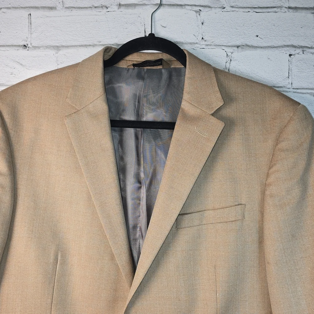 PRONTO MODA ITALIAN MADE 100% LAMBS WOOL TAN MENS BLAZER 42R PROFESSIONAL
